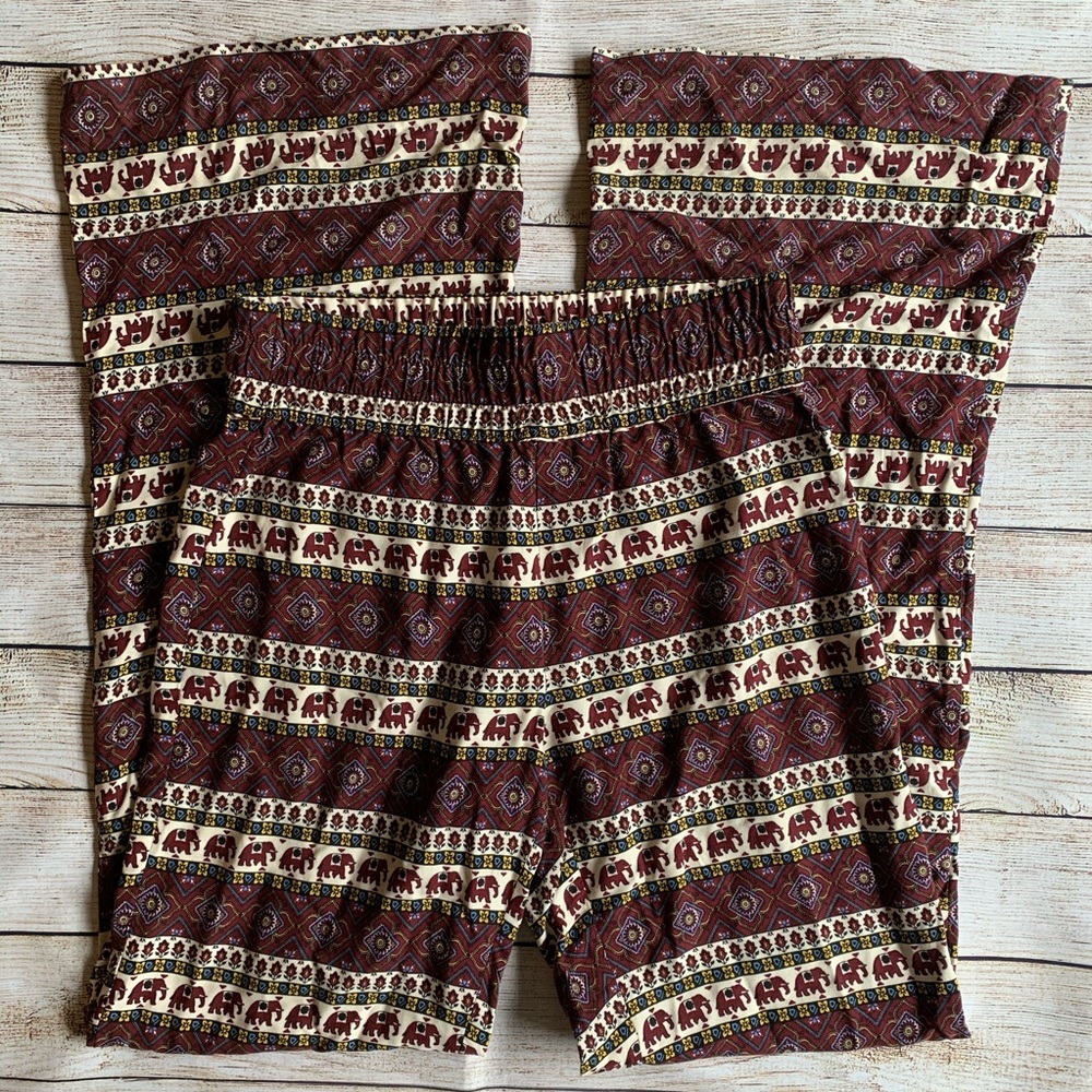 Melissa | Burgundy Elephant Tribal Print Pant
